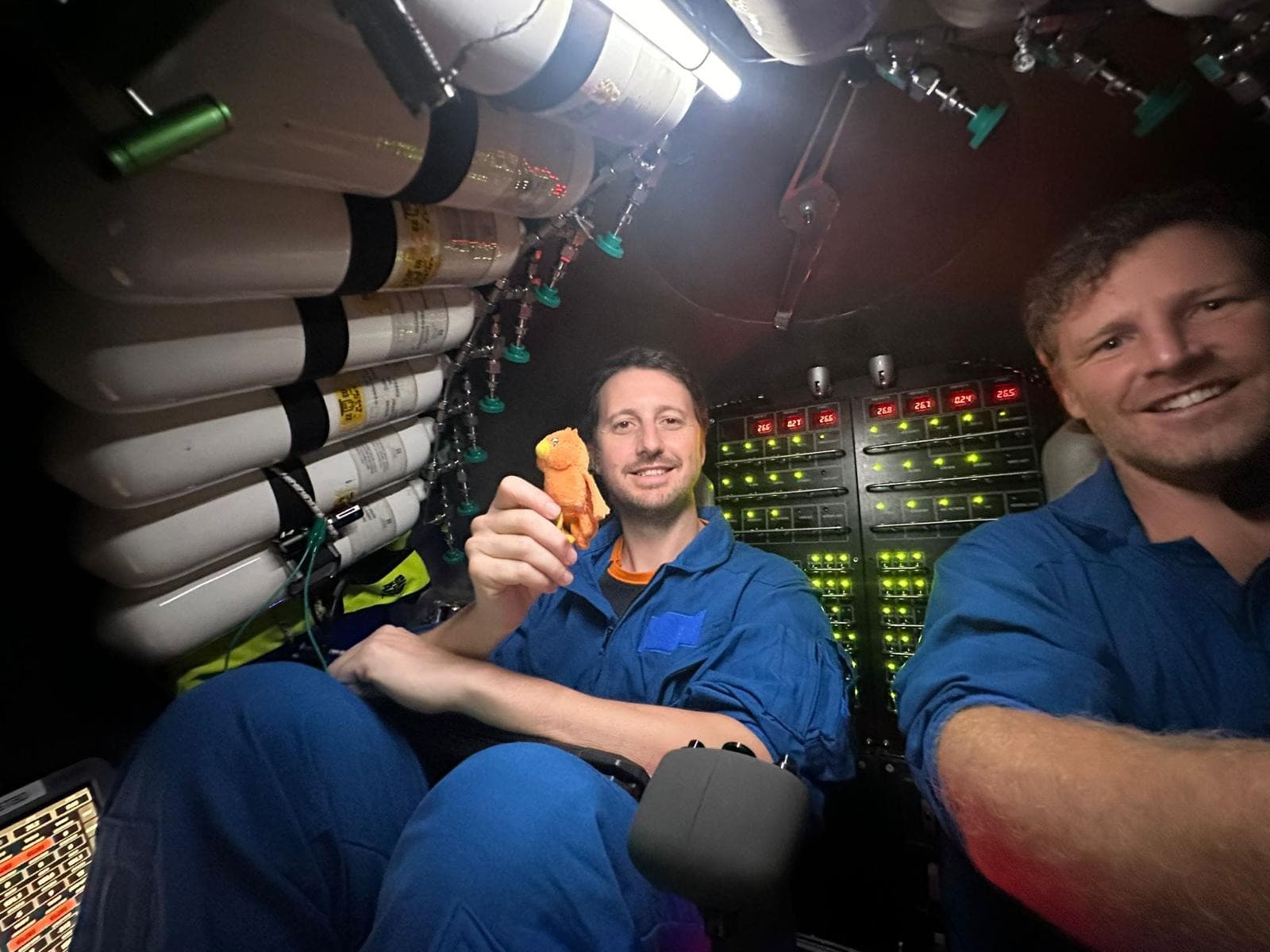 Boopy aboard a submersible in the Tonga Trench