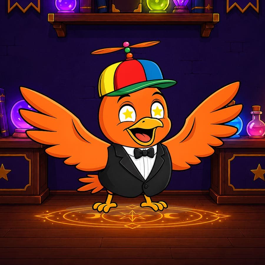 Boopy #1017: Wizard Lab background, Black Tie Suit, Star Eyes, Spinner Hat