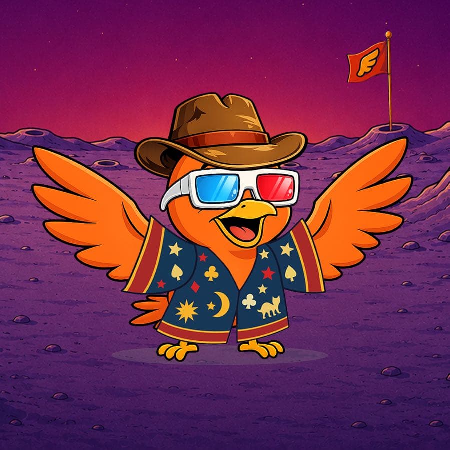Boopy #107: Moon background, Wizard Frock, 3D Glasses, Adventurer Hat
