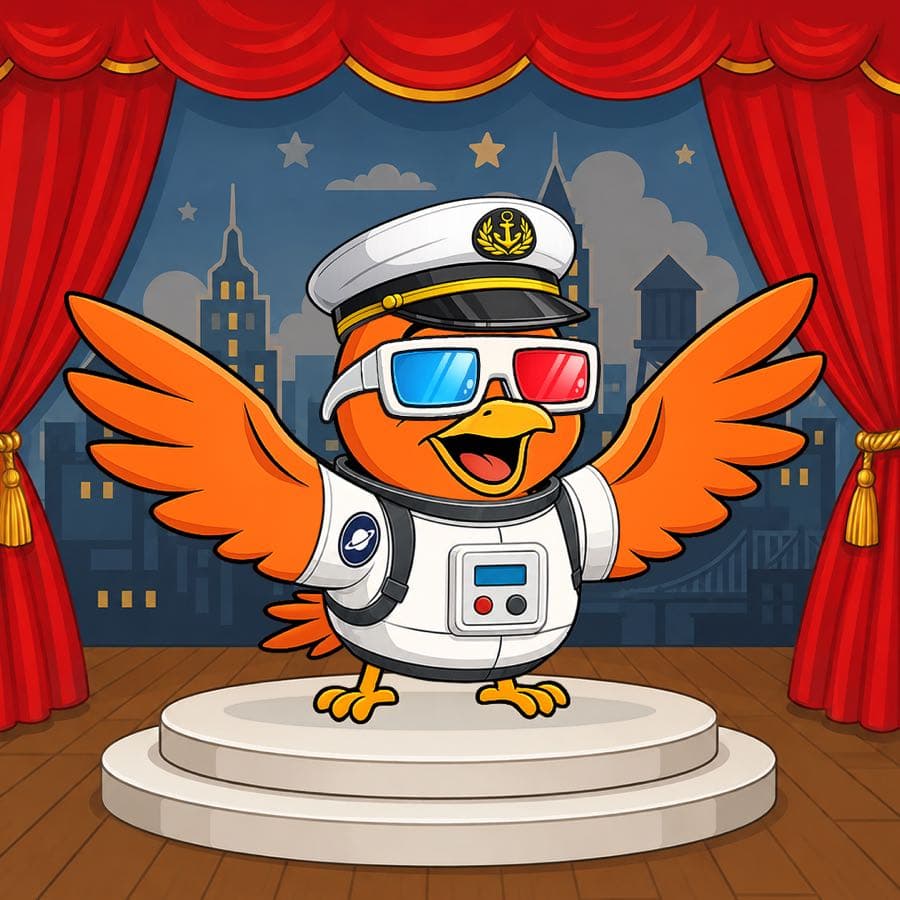 Boopy #1099: Stage background, Astronaut Suit, 3D Glasses, Ship Captain Hat