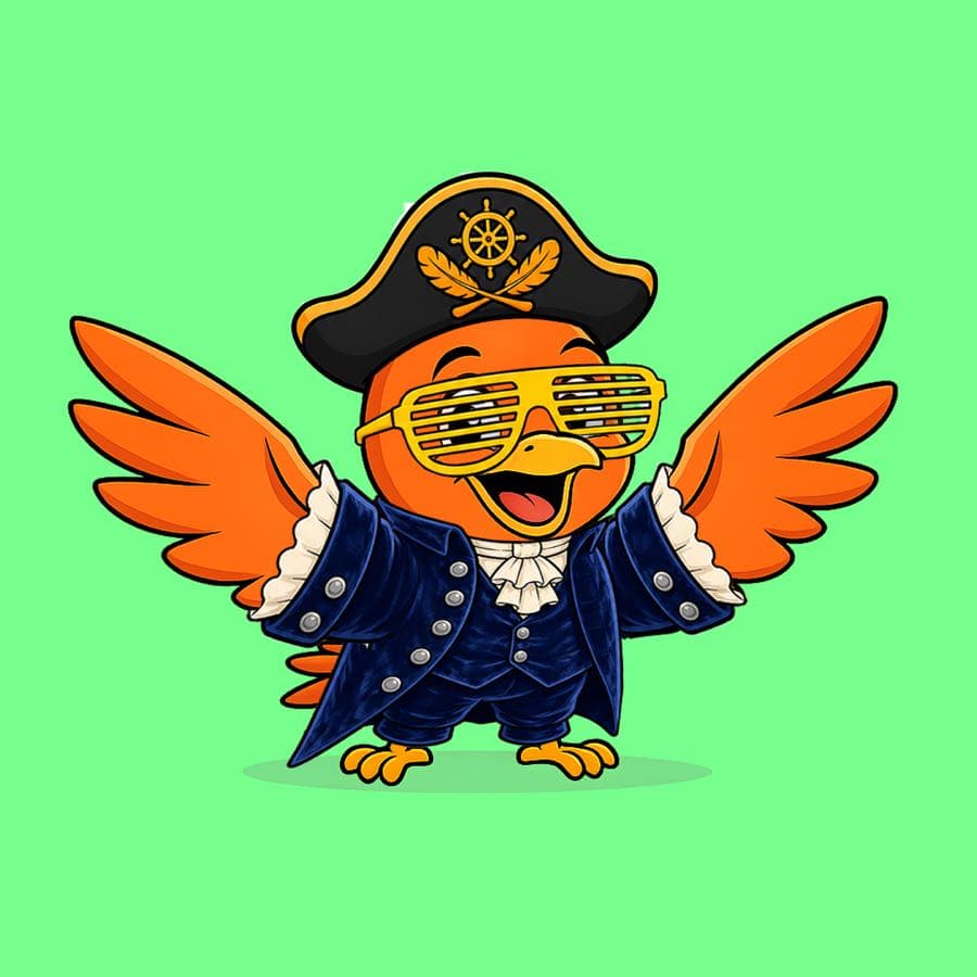 Boopy #1127: Green background, French Revolution, Retro Party Glasses, Pirate Hat
