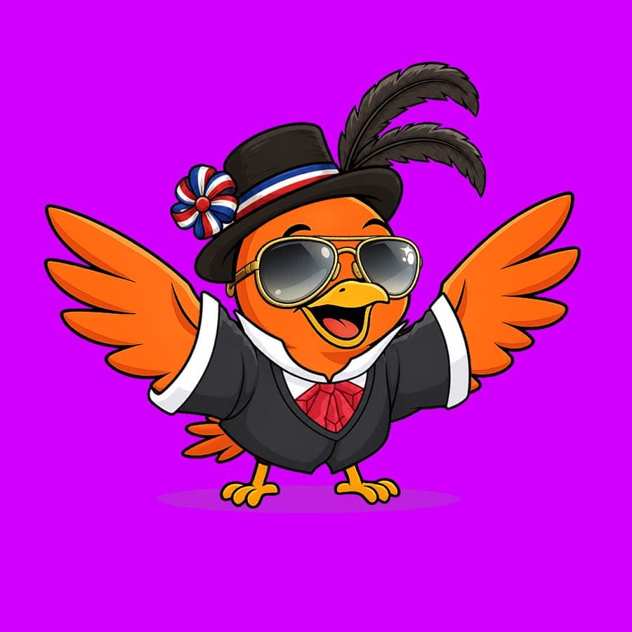 Boopy #1212 — Purple background, Fancy Suit, Aviator Glasses, Feather Hat
