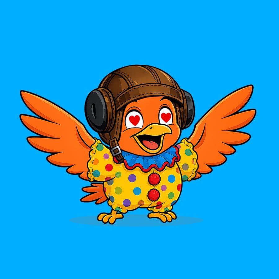 Boopy #1259 — Blue background, Clown Suit, Heart Eyes, Aviator Helmet