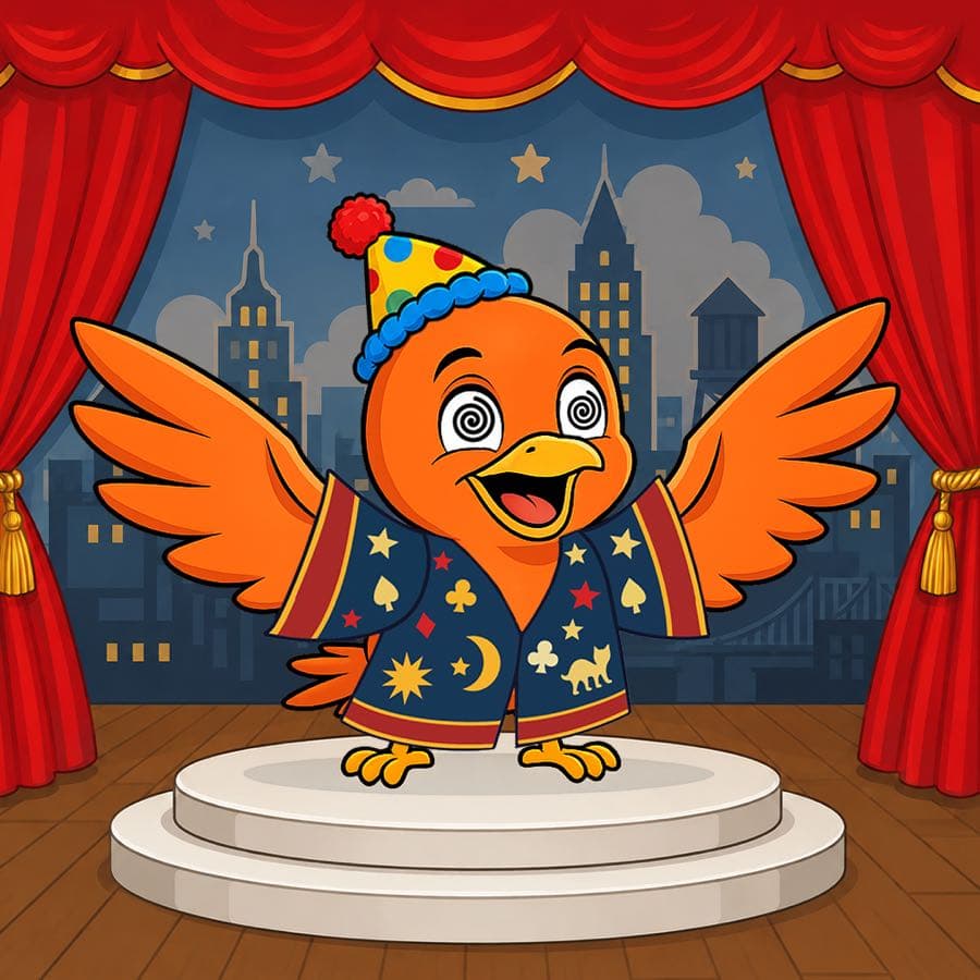 Boopy #1308 — Stage background, Wizard Frock, Hypnotized, Clown Hat