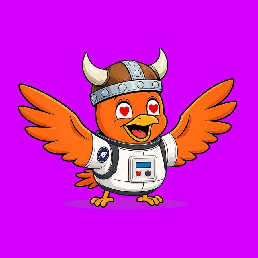 Boopy #1401 — Purple background, Astronaut Suit, Heart Eyes, Viking Helmet