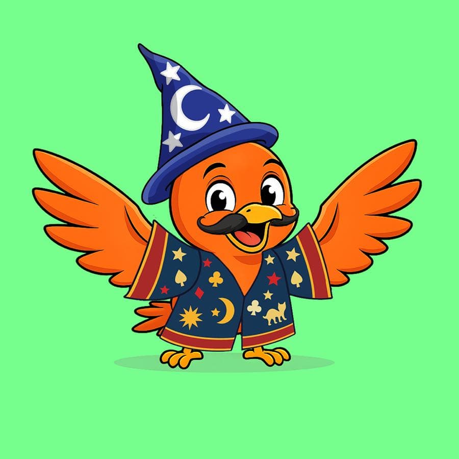Boopy #1438: Green background, Wizard Frock, Wizard Hat + Mustache
