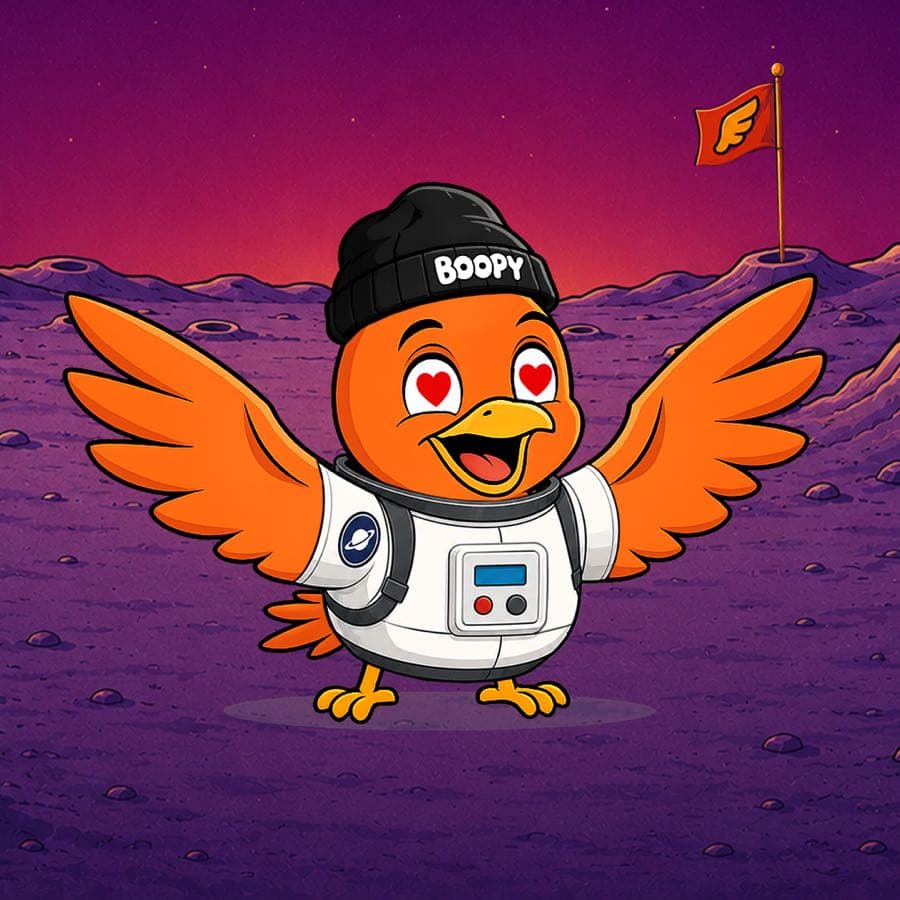 Boopy #1500 — Moon background, Astronaut Suit, Heart Eyes, Boopy Beanie