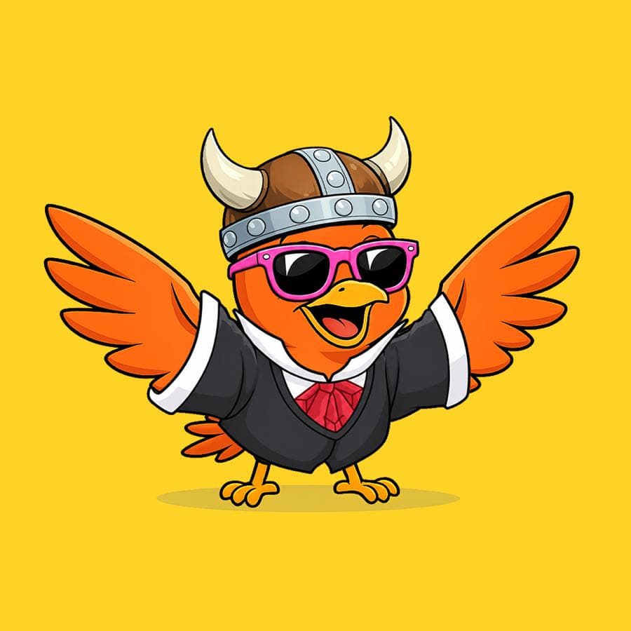 Boopy #219: Yellow background, Fancy Suit, Pink Wayfarers, Viking Helmet
