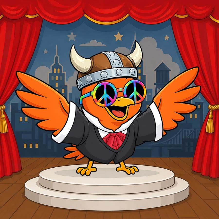 Boopy #4: Stage background, Fancy Suit, Peace Glasses, Viking Helmet