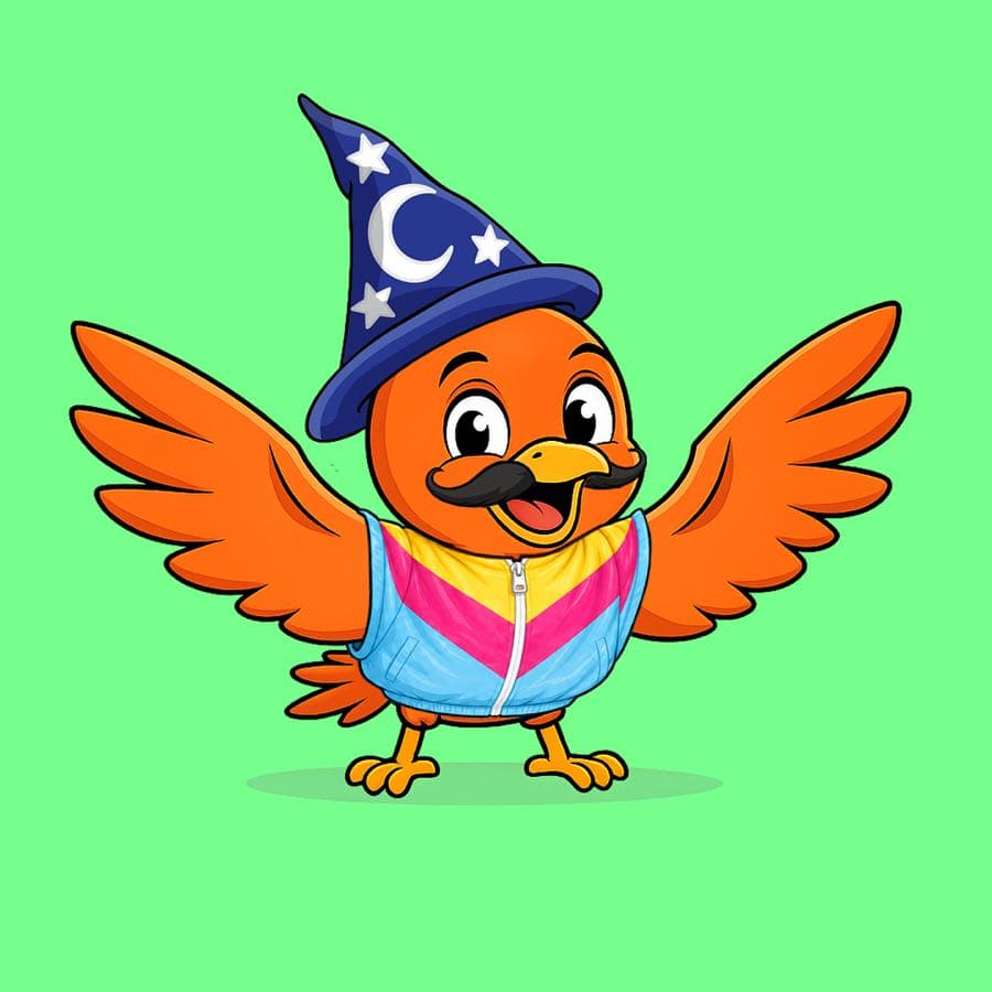 Boopy #404 — Green background, Retro Jacket, Wizard Hat + Mustache