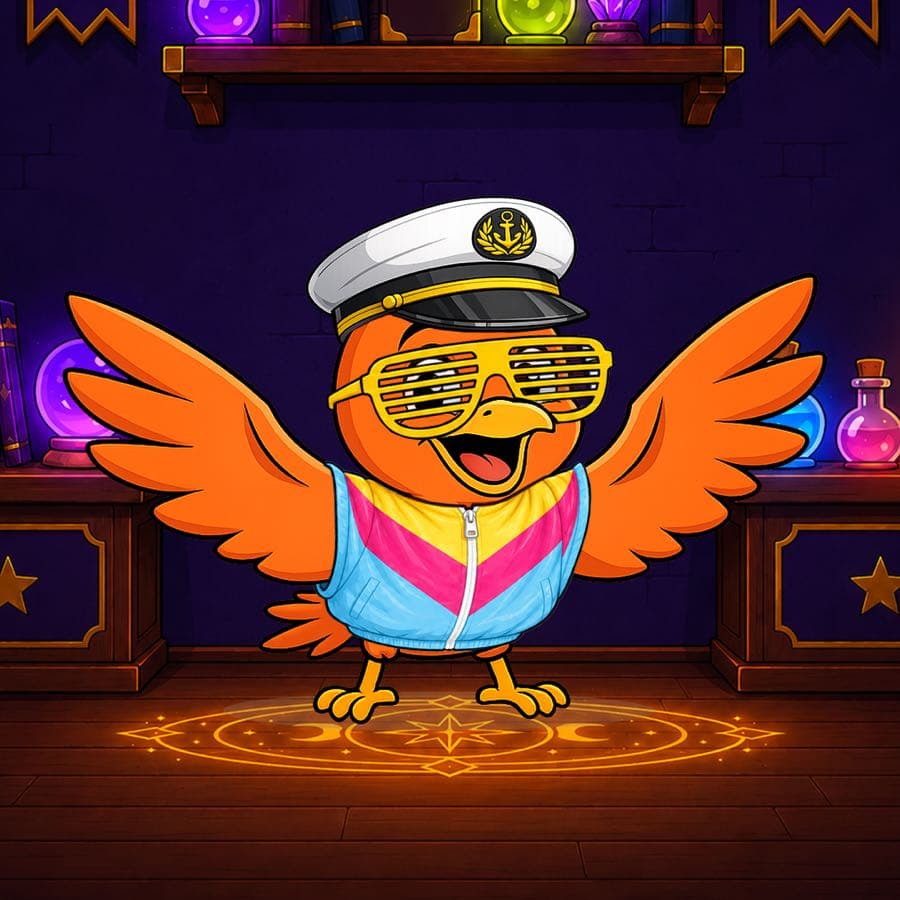 Boopy #450 — Wizard Lab background, Retro Jacket, Retro Party Glasses, Ship Captain Hat
