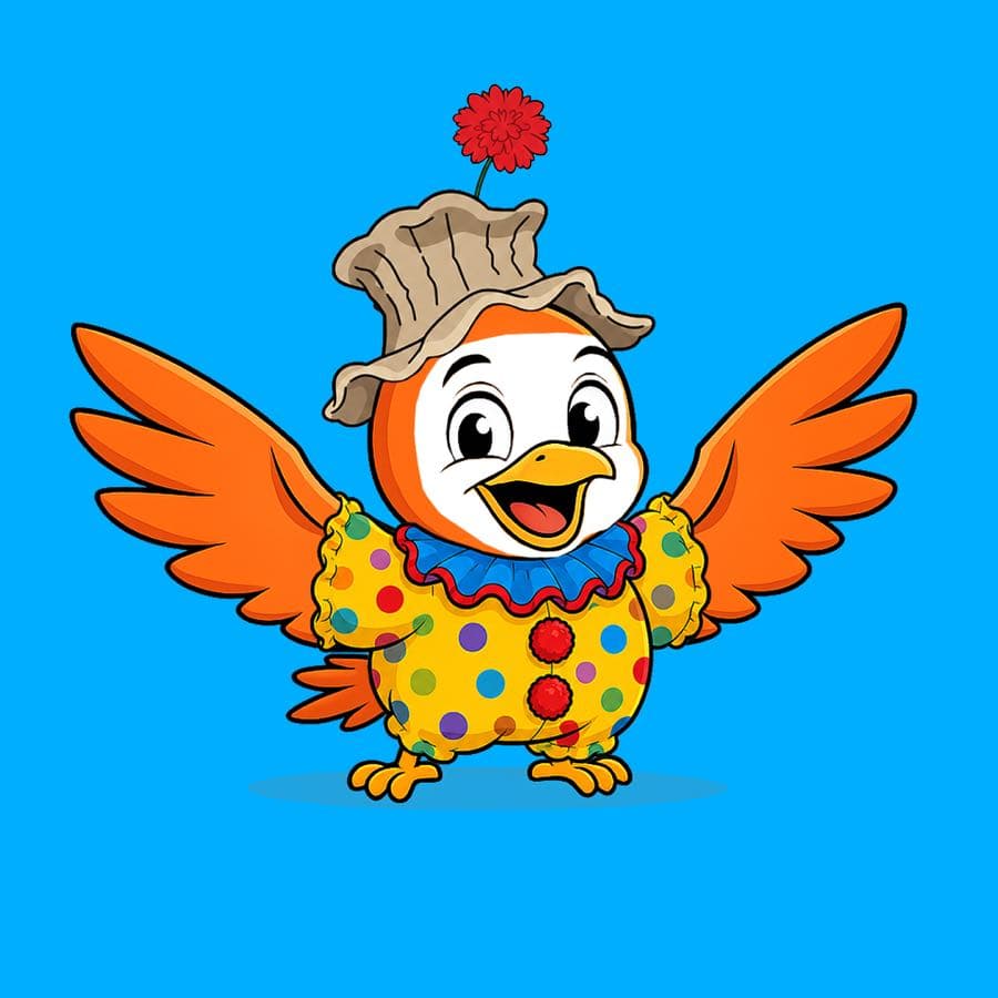 Boopy #510: Blue background, Clown Suit, Mime