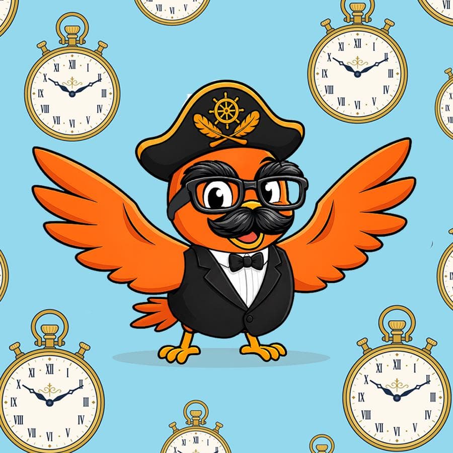 Boopy #537: Time Traveller background, Black Tie Suit, Mustache Glasses, Pirate Hat