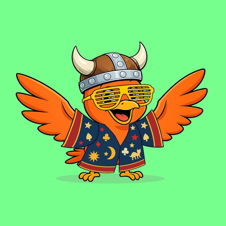 Boopy #598: Green background, Wizard Frock, Retro Party Glasses, Viking Helmet