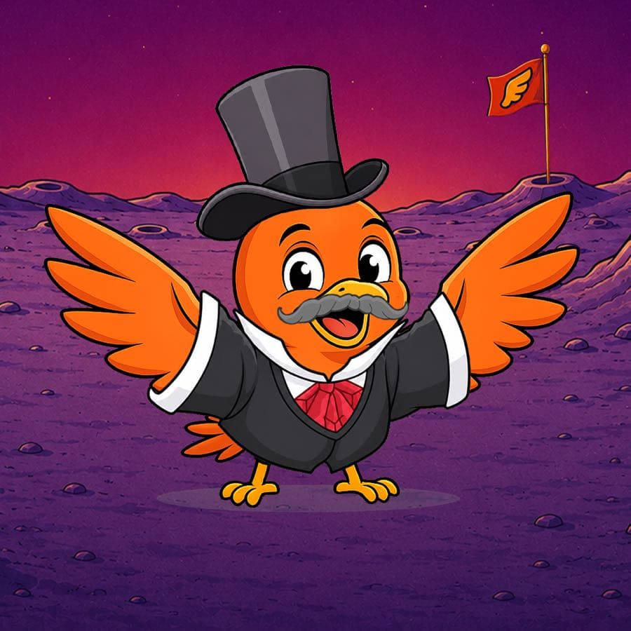 Boopy #632: Moon background, Fancy Suit, Phileas Fogg Top Hat + Mustache