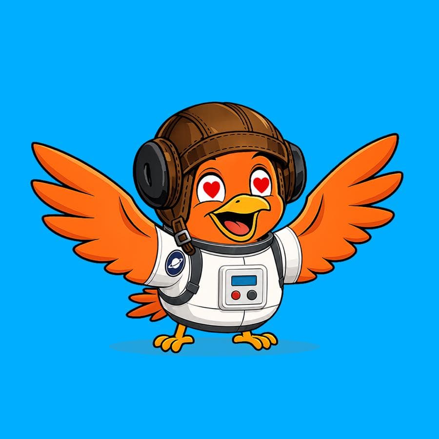 Boopy #661 — Blue background, Astronaut Suit, Heart Eyes, Aviator Helmet