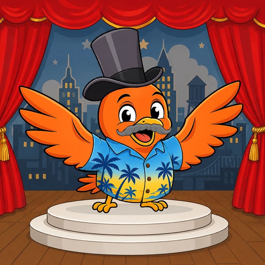 Boopy #798: Stage background, Vacation Shirt, Phileas Fogg Top Hat + Mustache