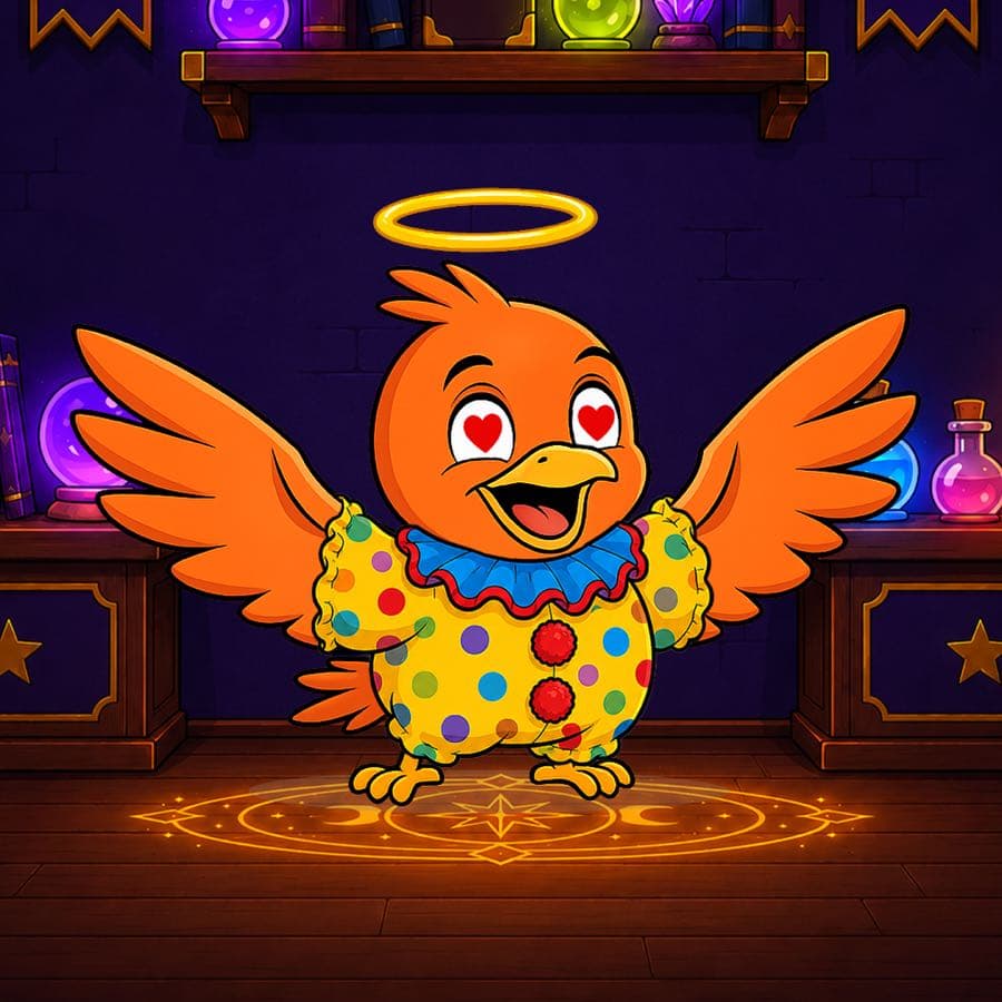 Boopy #850 — Wizard Lab background, Clown Suit, Heart Eyes, Halo