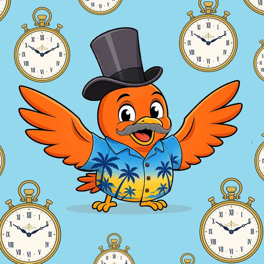 Boopy #875 — Time Traveller background, Vacation Shirt, Phileas Fogg Top Hat + Mustache