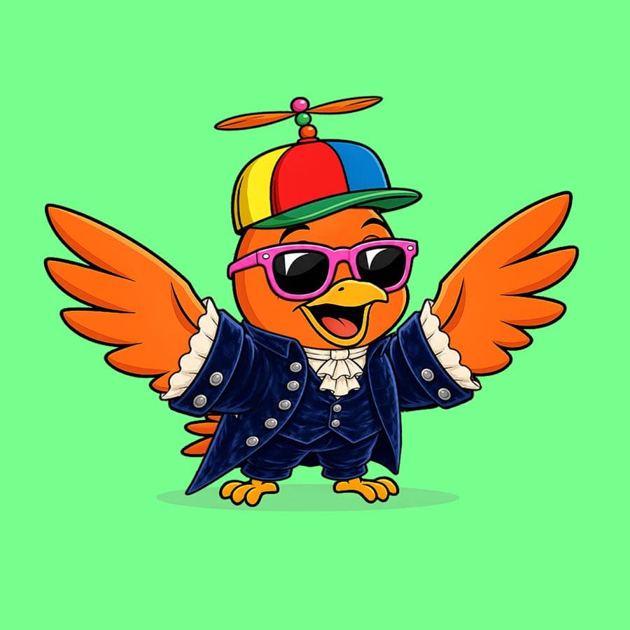 Boopy #89 — Green background, French Revolution, Pink Wayfarers, Spinner Hat
