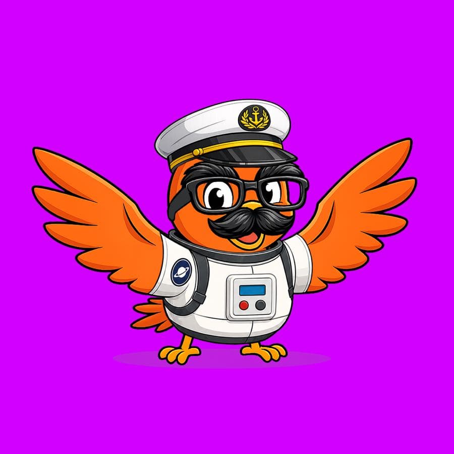 Boopy #892: Purple background, Astronaut Suit, Mustache Glasses, Ship Captain Hat